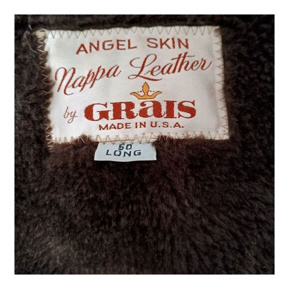 Grais Leather Jacket Bomber Nappa Leather Lined Brown Men's 60 Long Vintage USA - Picture 3 of 4